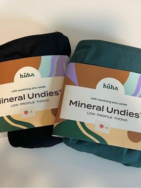2 Huha Mineral Undies Low Profile Thongs - Black & Deep Teal